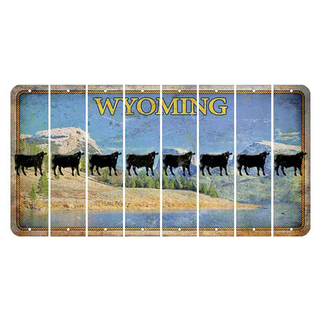 Wyoming Squaretop Mountain Cut License Plate Strips (Set of 8) Dairy Cow