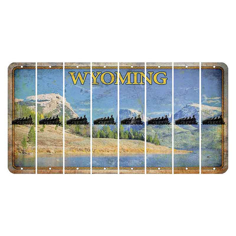 Wyoming Squaretop Mountain Cut License Plate Strips (Set of 8) Train