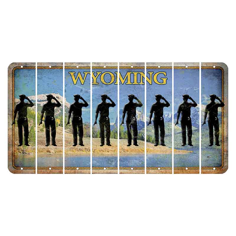 Wyoming Squaretop Mountain Cut License Plate Strips (Set of 8) Police Officer