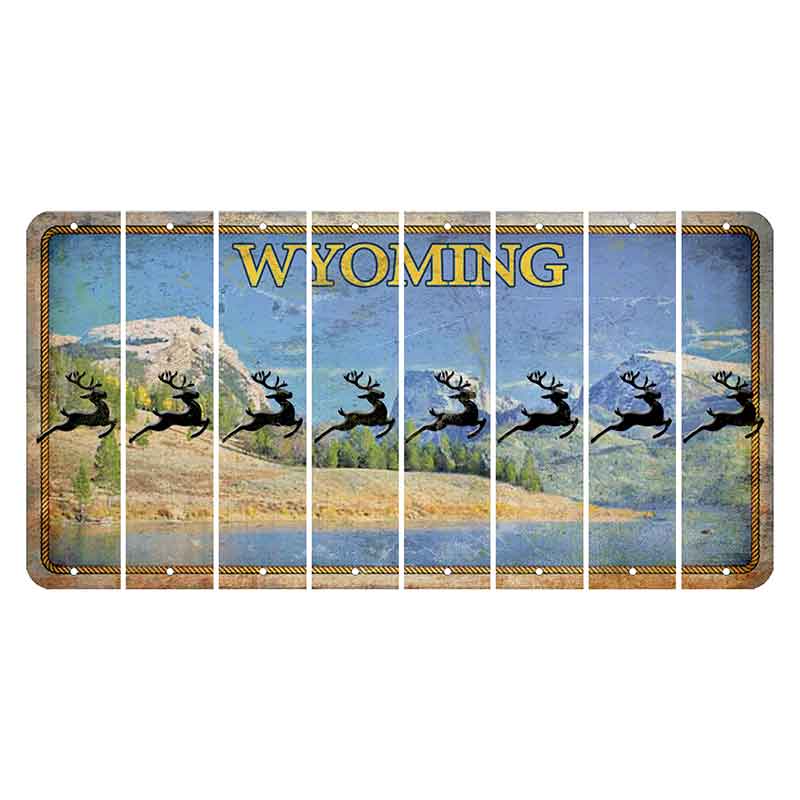 Wyoming Squaretop Mountain Cut License Plate Strips (Set of 8) Reindeer