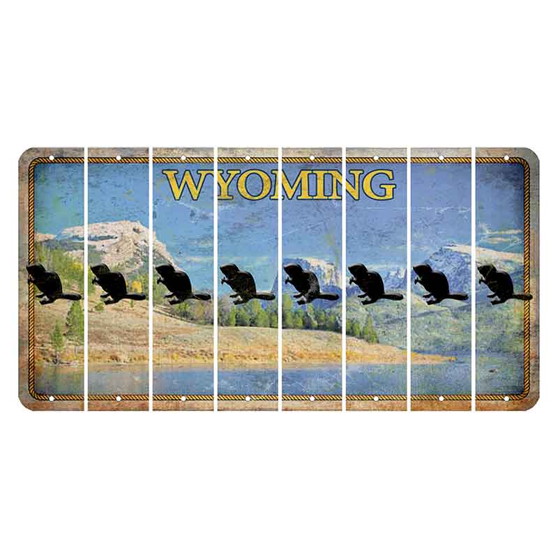 Wyoming Squaretop Mountain Cut License Plate Strips (Set of 8) Beaver