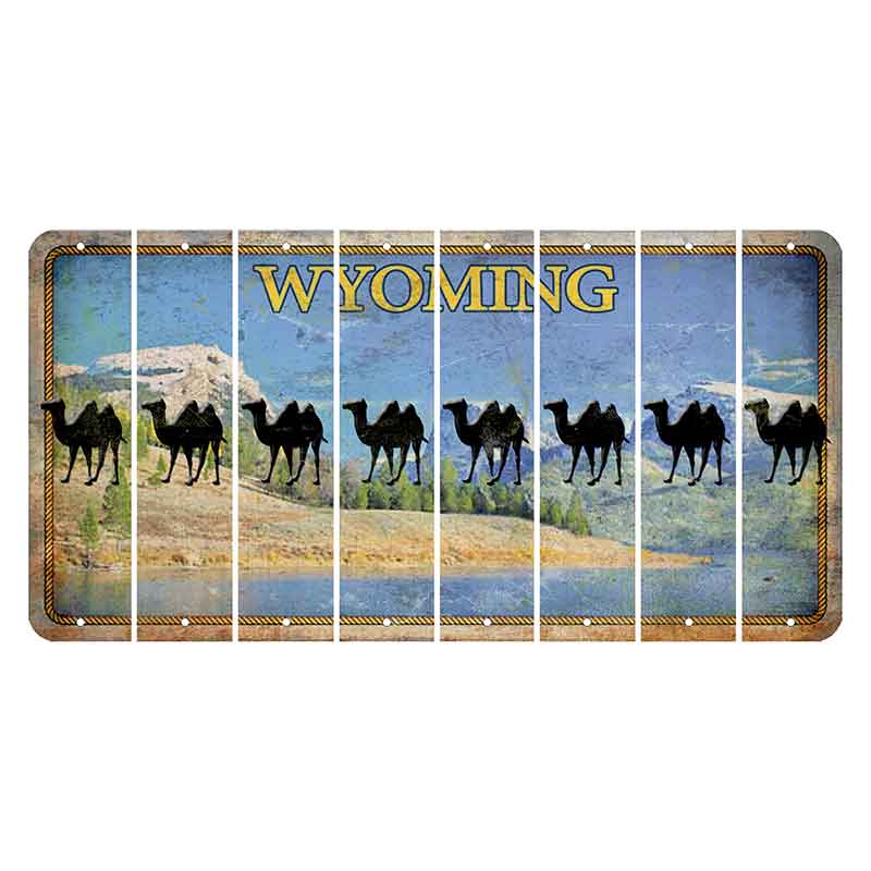 Wyoming Squaretop Mountain Cut License Plate Strips (Set of 8) Camel