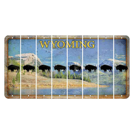 Wyoming Squaretop Mountain Cut License Plate Strips (Set of 8) Buffalo