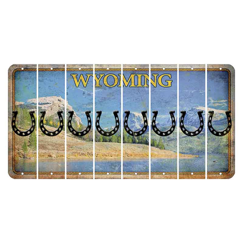 Wyoming Squaretop Mountain Cut License Plate Strips (Set of 8) Horseshoe