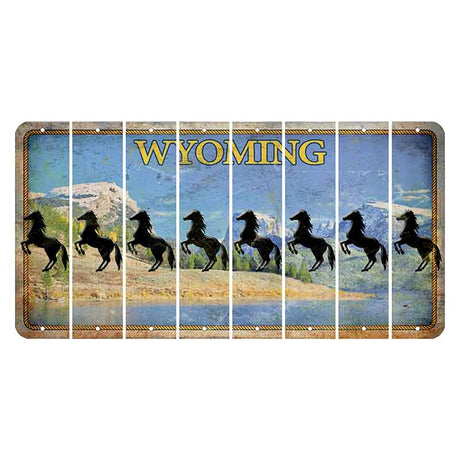 Wyoming Squaretop Mountain Cut License Plate Strips (Set of 8) Horse