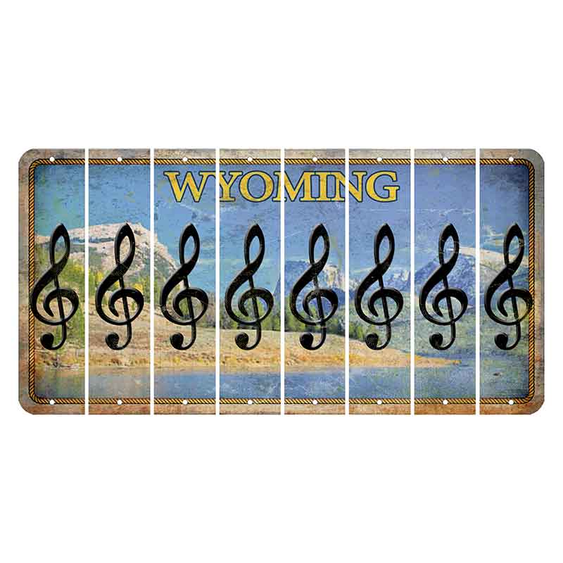 Wyoming Squaretop Mountain Cut License Plate Strips (Set of 8) Music Note