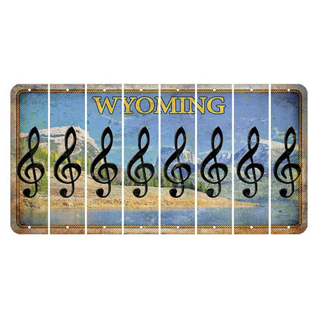 Wyoming Squaretop Mountain Cut License Plate Strips (Set of 8) Music Note