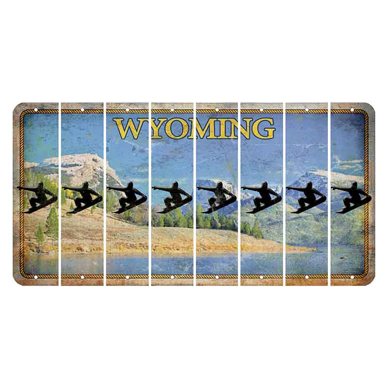 Wyoming Squaretop Mountain Cut License Plate Strips (Set of 8) Snowboarder