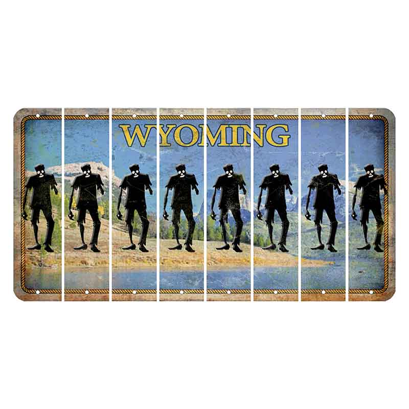 Wyoming Squaretop Mountain Cut License Plate Strips (Set of 8) Zombie