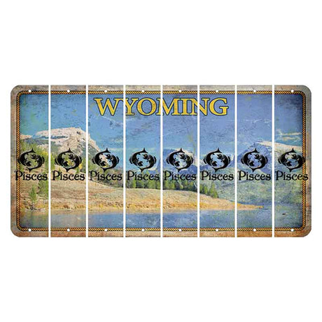 Wyoming Squaretop Mountain Cut License Plate Strips (Set of 8) Zodiac Sign - Pisces