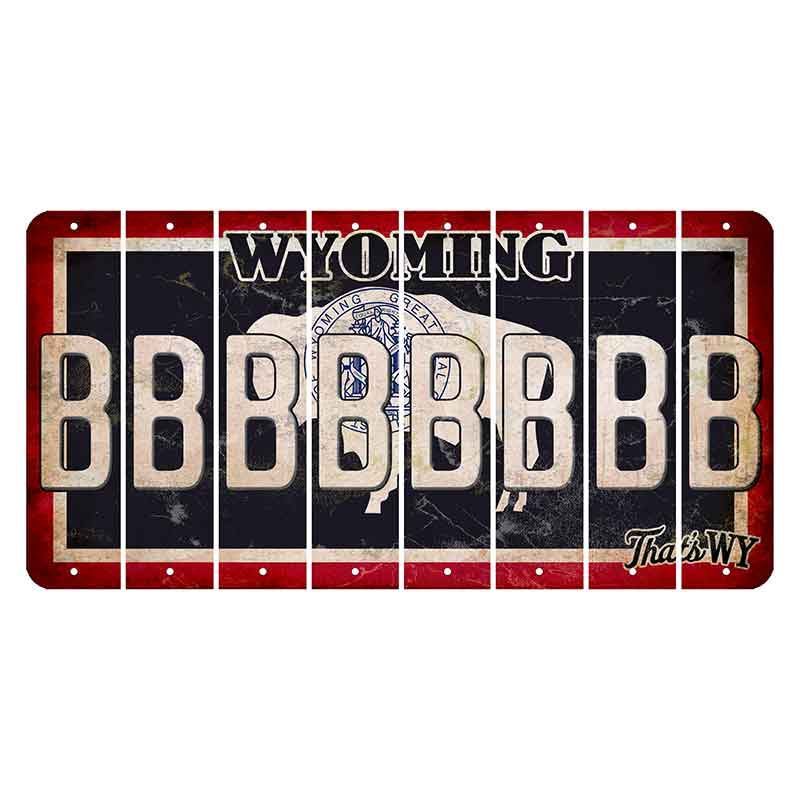 Wyoming Travel Cut License Plate Strips (Set of 8) B