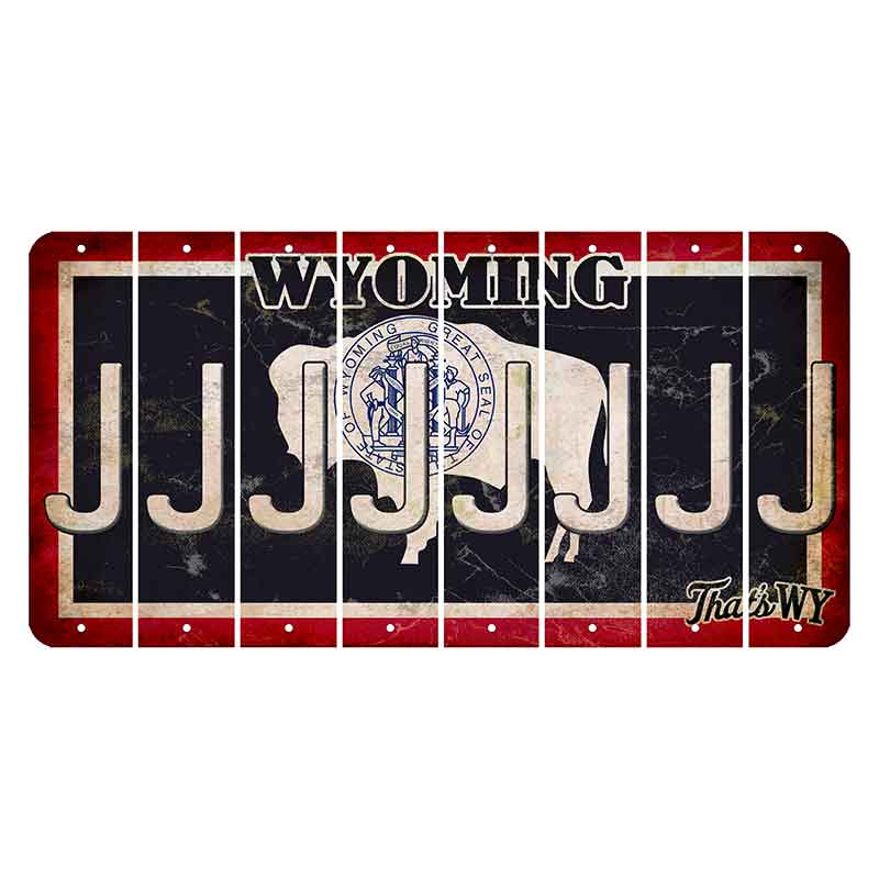 Wyoming Travel Cut License Plate Strips (Set of 8) J