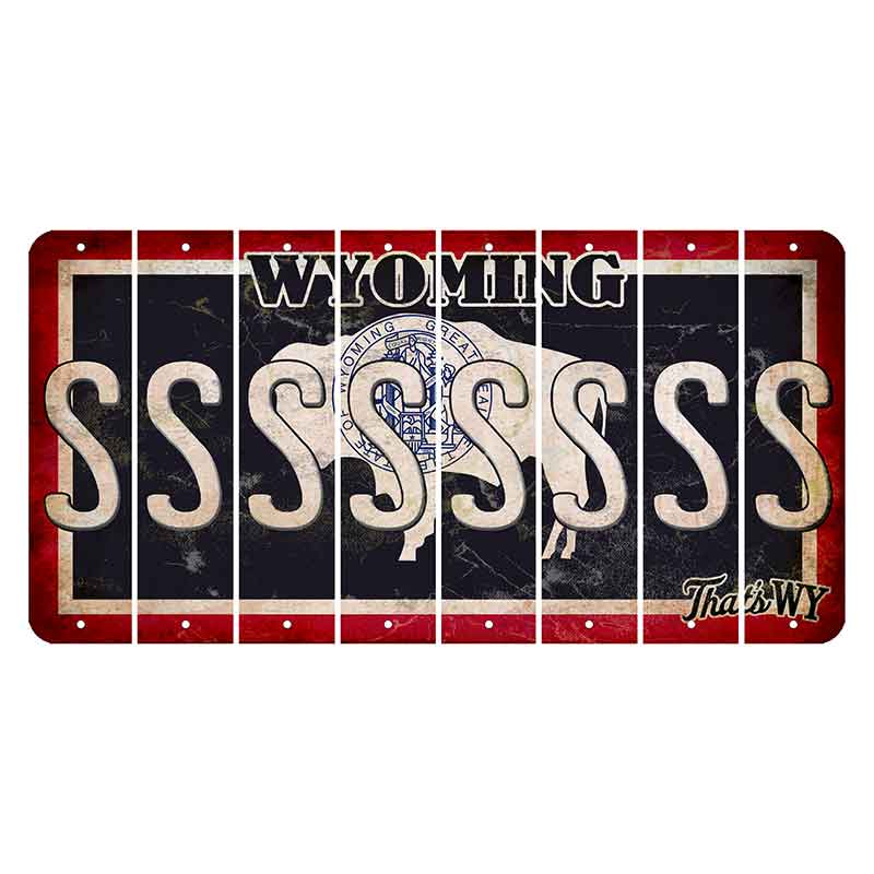 Wyoming Travel Cut License Plate Strips (Set of 8) S