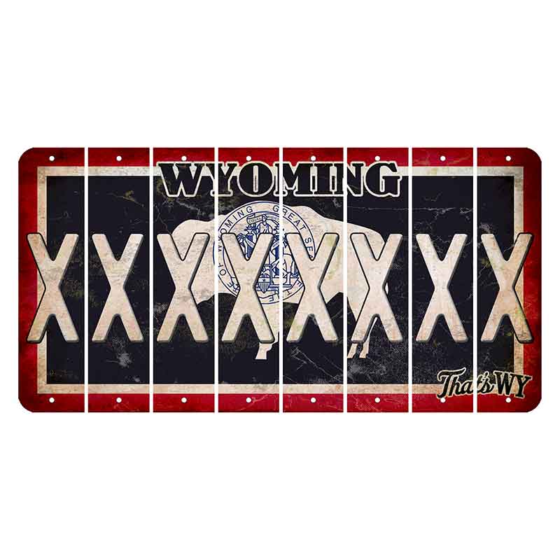 Wyoming Travel Cut License Plate Strips (Set of 8) X