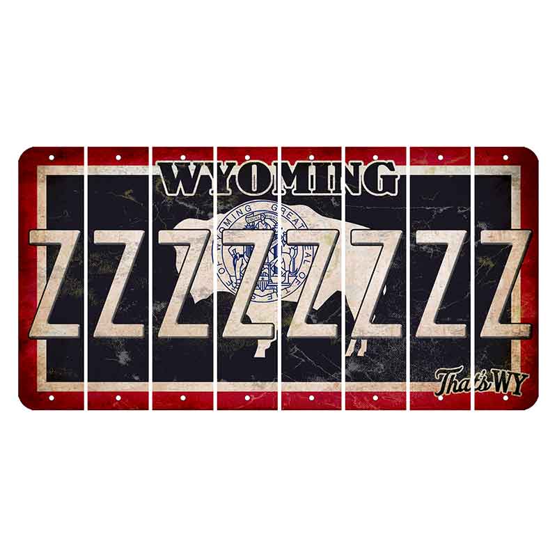 Wyoming Travel Cut License Plate Strips (Set of 8) Z