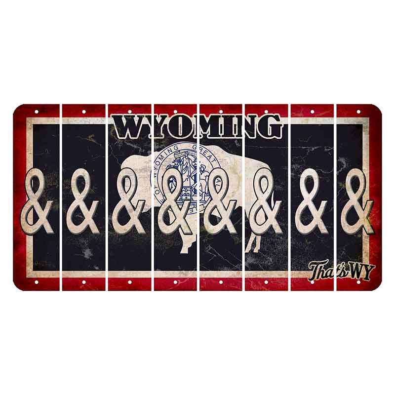 Wyoming Travel Cut License Plate Strips (Set of 8) And Sign