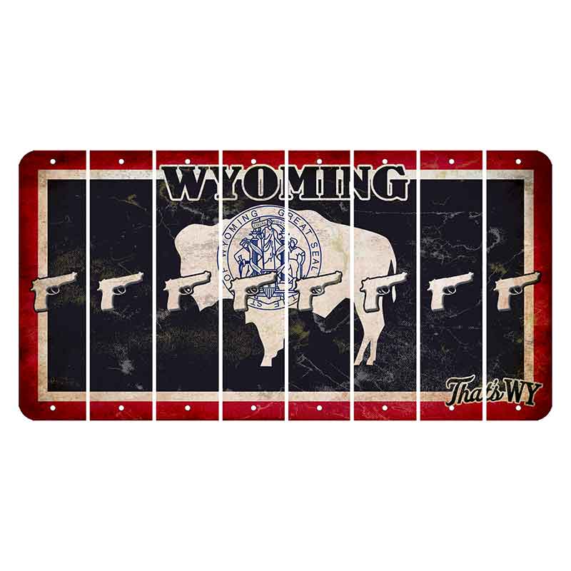 Wyoming Travel Cut License Plate Strips (Set of 8) Handgun