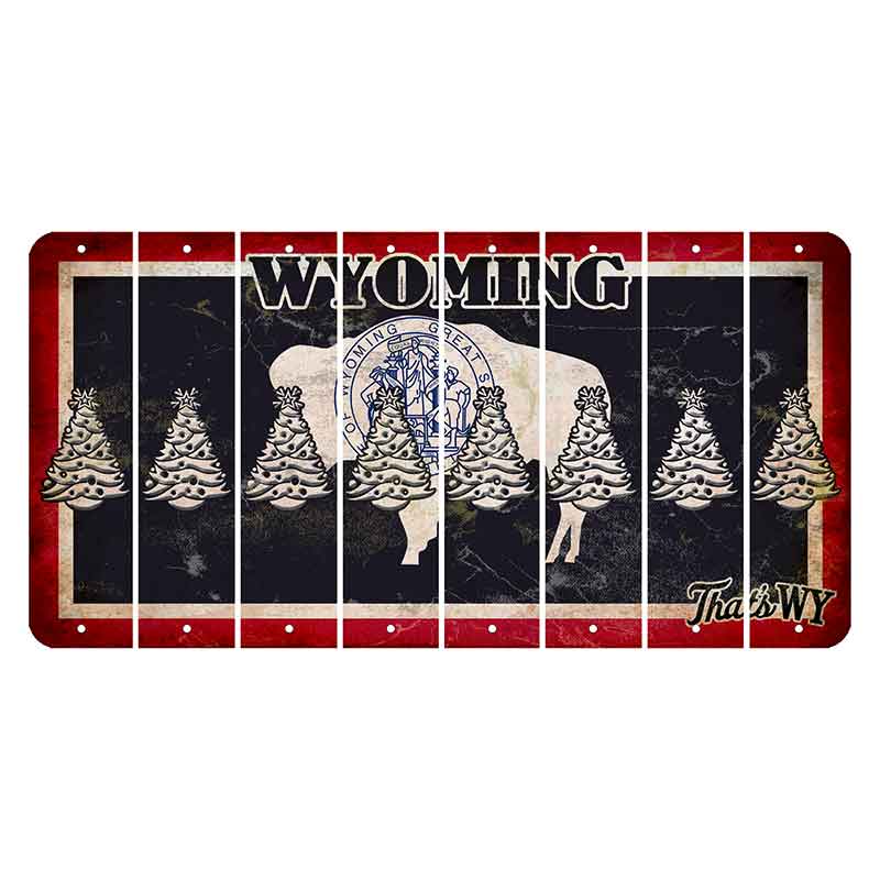 Wyoming Travel Cut License Plate Strips (Set of 8) Christmas Tree