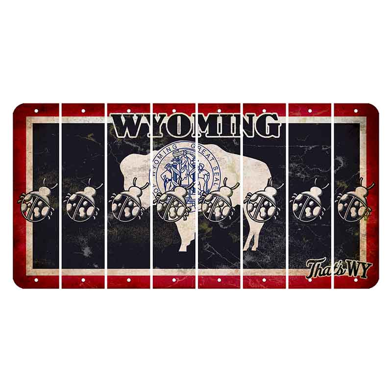 Wyoming Travel Cut License Plate Strips (Set of 8) Ladybug