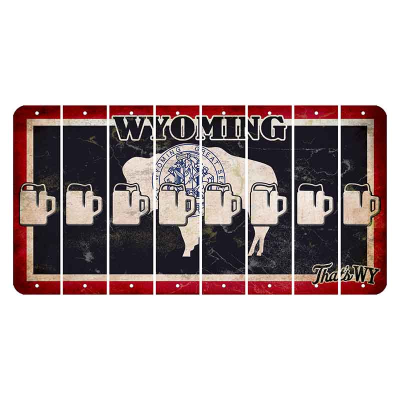 Wyoming Travel Cut License Plate Strips (Set of 8) Beer Mug