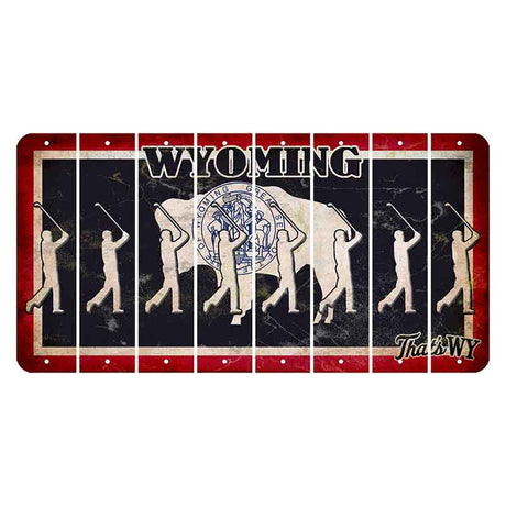 Wyoming Travel Cut License Plate Strips (Set of 8) Male Golfer