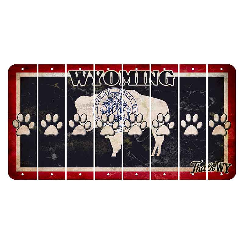 Wyoming Travel Cut License Plate Strips (Set of 8) Dog Paw