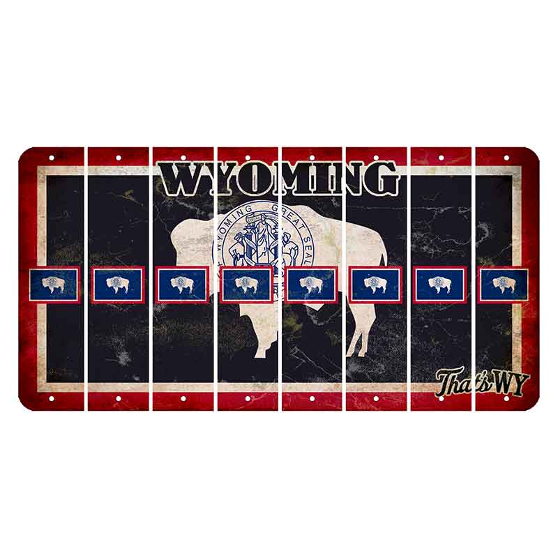 Wyoming Travel Cut License Plate Strips (Set of 8) State Flag