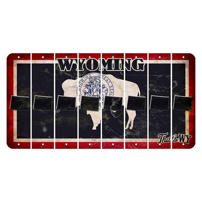 Wyoming Travel Cut License Plate Strips (Set of 8) State Silhouette