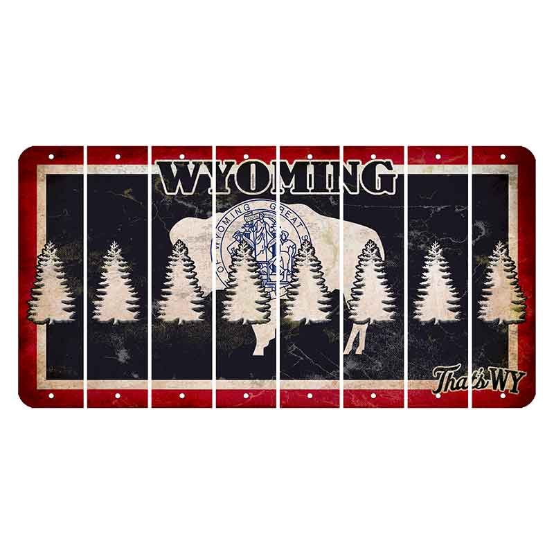 Wyoming Travel Cut License Plate Strips (Set of 8) Pine Tree