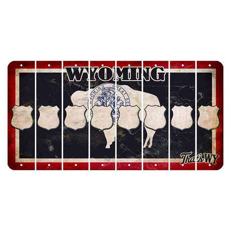 Wyoming Travel Cut License Plate Strips (Set of 8) Police Badge