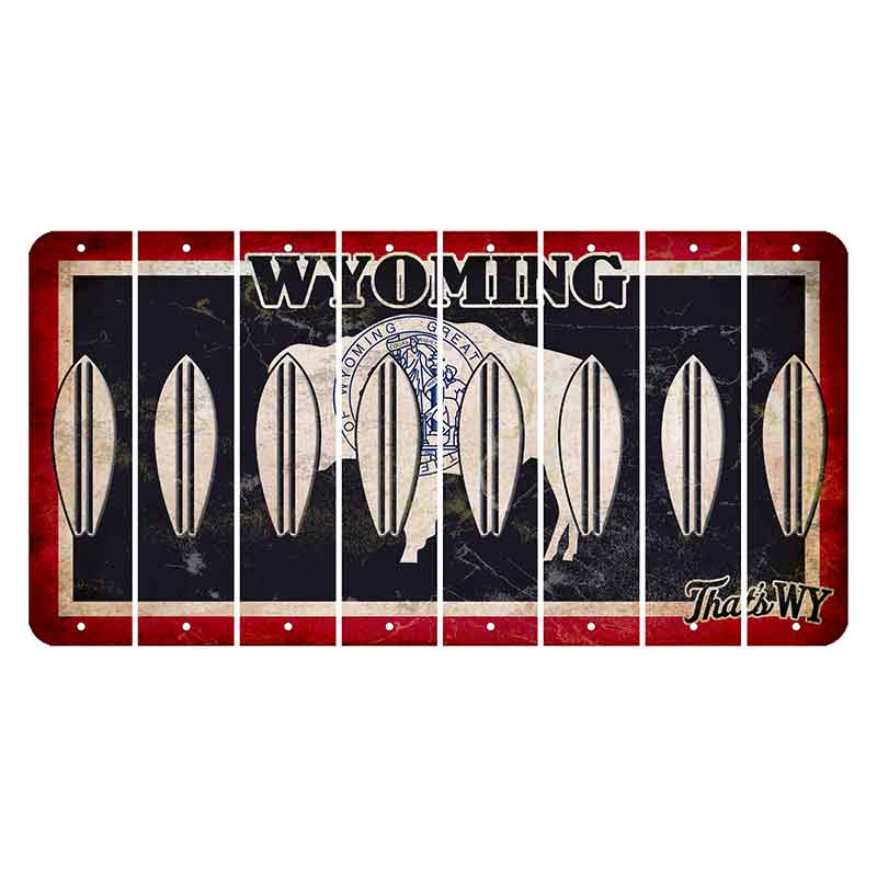 Wyoming Travel Cut License Plate Strips (Set of 8) Surfboard