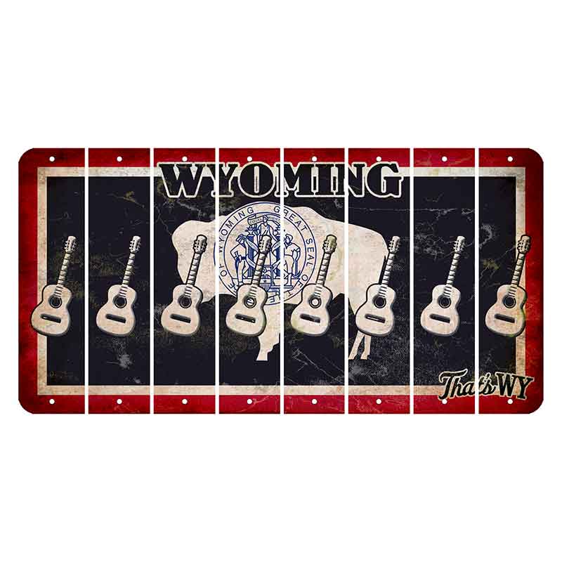 Wyoming Travel Cut License Plate Strips (Set of 8) Guitar