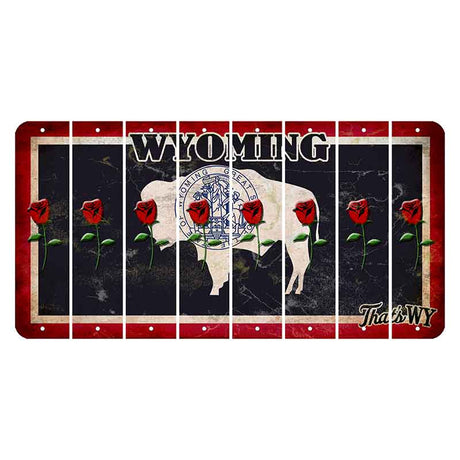 Wyoming Travel Cut License Plate Strips (Set of 8) Red Rose