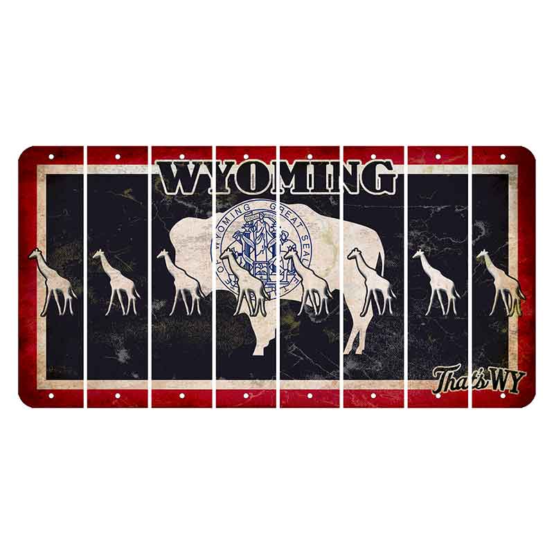 Wyoming Travel Cut License Plate Strips (Set of 8) Giraffe