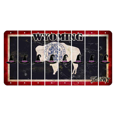 Wyoming Travel Cut License Plate Strips (Set of 8) Witches Hat