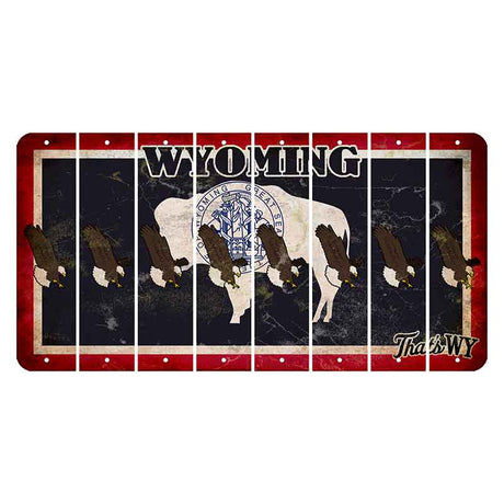 Wyoming Travel Cut License Plate Strips (Set of 8) Bald Eagle