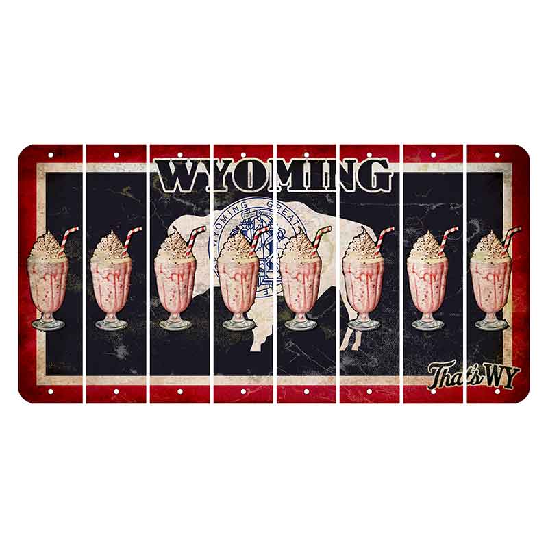 Wyoming Travel Cut License Plate Strips (Set of 8) Milkshake