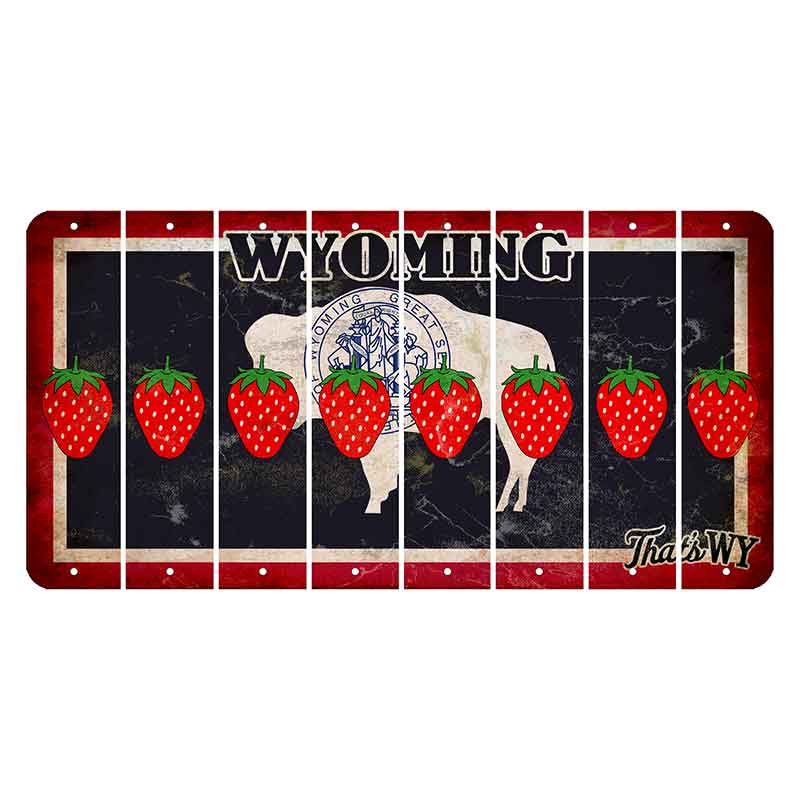 Wyoming Travel Cut License Plate Strips (Set of 8) Strawberry