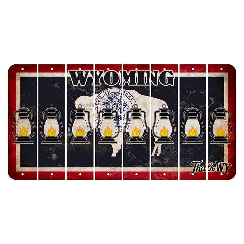 Wyoming Travel Cut License Plate Strips (Set of 8) Lantern