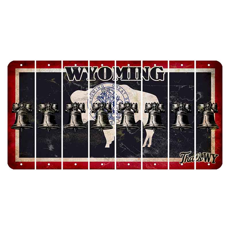 Wyoming Travel Cut License Plate Strips (Set of 8) Liberty Bell