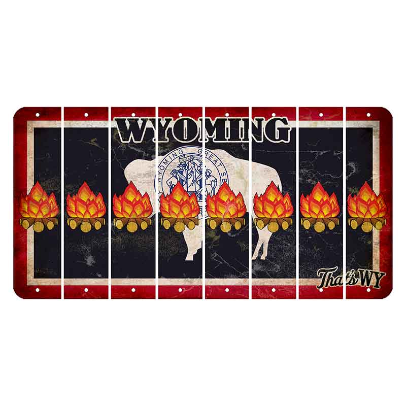 Wyoming Travel Cut License Plate Strips (Set of 8) Campfire