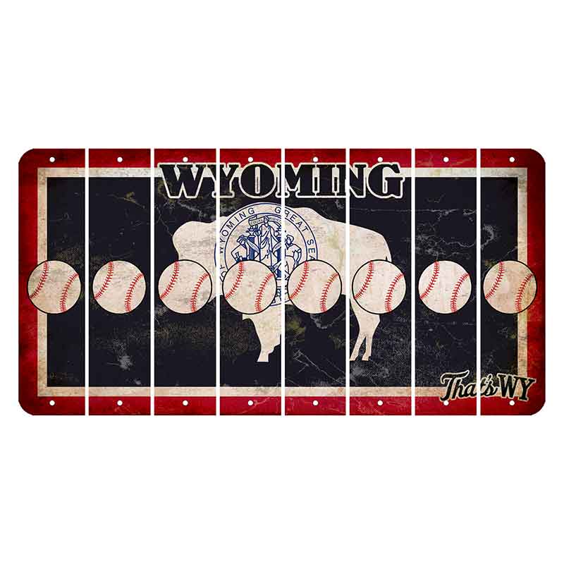 Wyoming Travel Cut License Plate Strips (Set of 8) Baseball