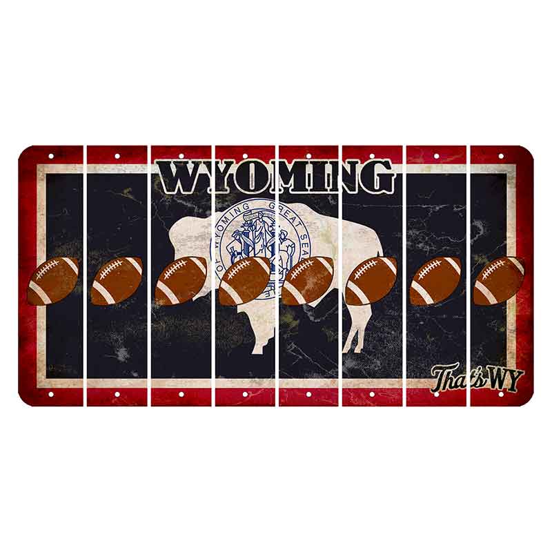 Wyoming Travel Cut License Plate Strips (Set of 8) Football