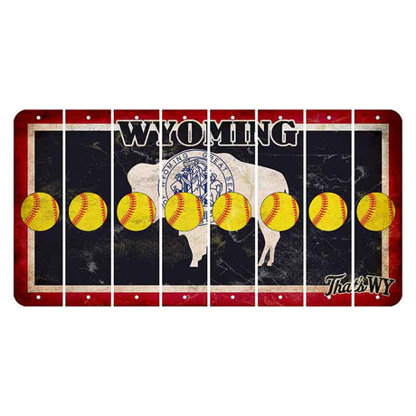 Wyoming Travel Cut License Plate Strips (Set of 8) Softball