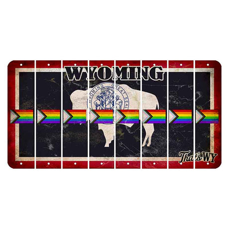 Wyoming Travel Cut License Plate Strips (Set of 8) LGBTQ Flag