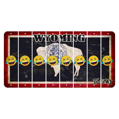 Wyoming Travel Cut License Plate Strips (Set of 8) Emoji - Laughing