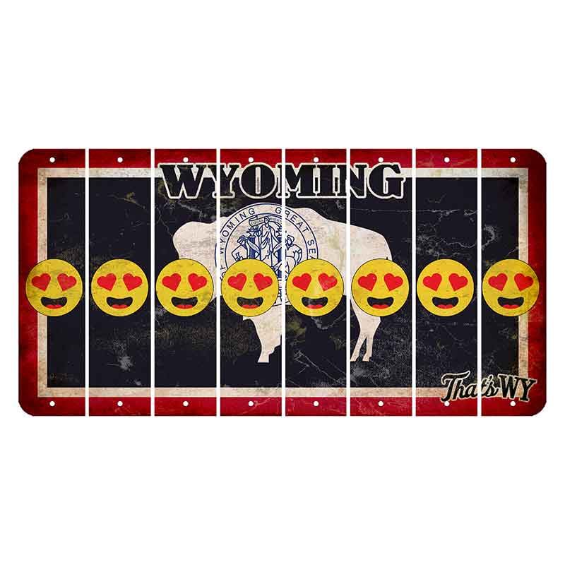 Wyoming Travel Cut License Plate Strips (Set of 8) Emoji - Heart Eyes