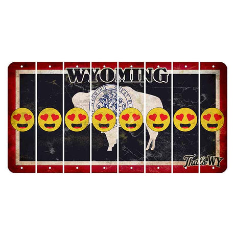 Wyoming Travel Cut License Plate Strips (Set of 8) Emoji - Heart Eyes