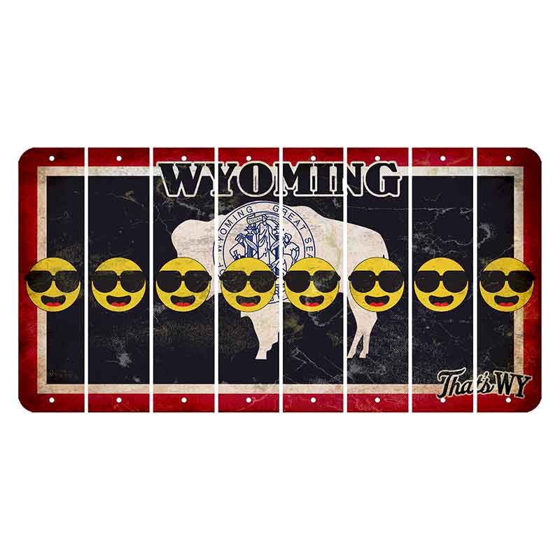 Wyoming Travel Cut License Plate Strips (Set of 8) Emoji - Shades