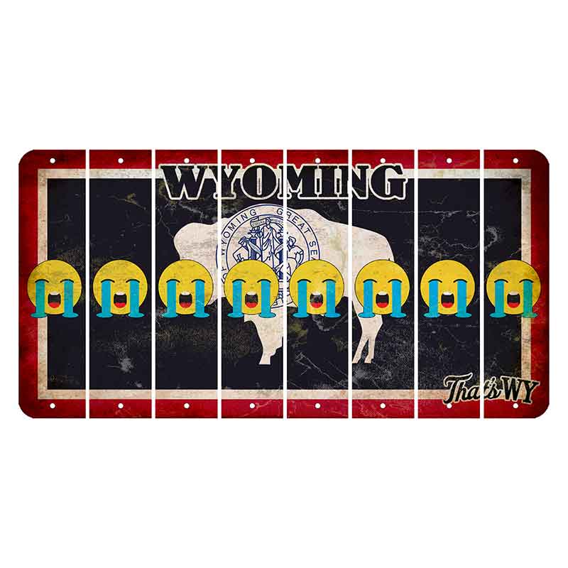 Wyoming Travel Cut License Plate Strips (Set of 8) Emoji - Crying